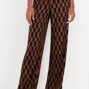 Old Navy Brown and Black Patterned Wide Leg Pants